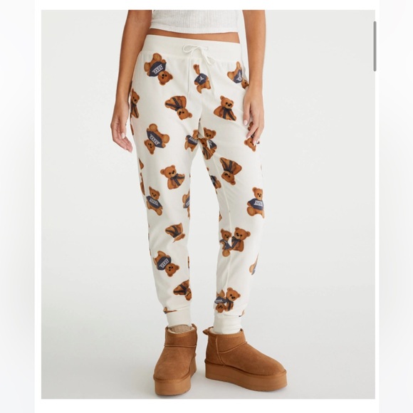 NEW SOLD OUT Aéropostale Aero fleece pajama pants Teddy Bear XS - Picture 1 of 3